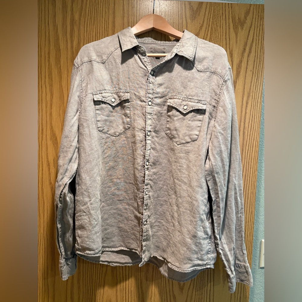Lucky Brand Linen Tan Shirt Western Style size L